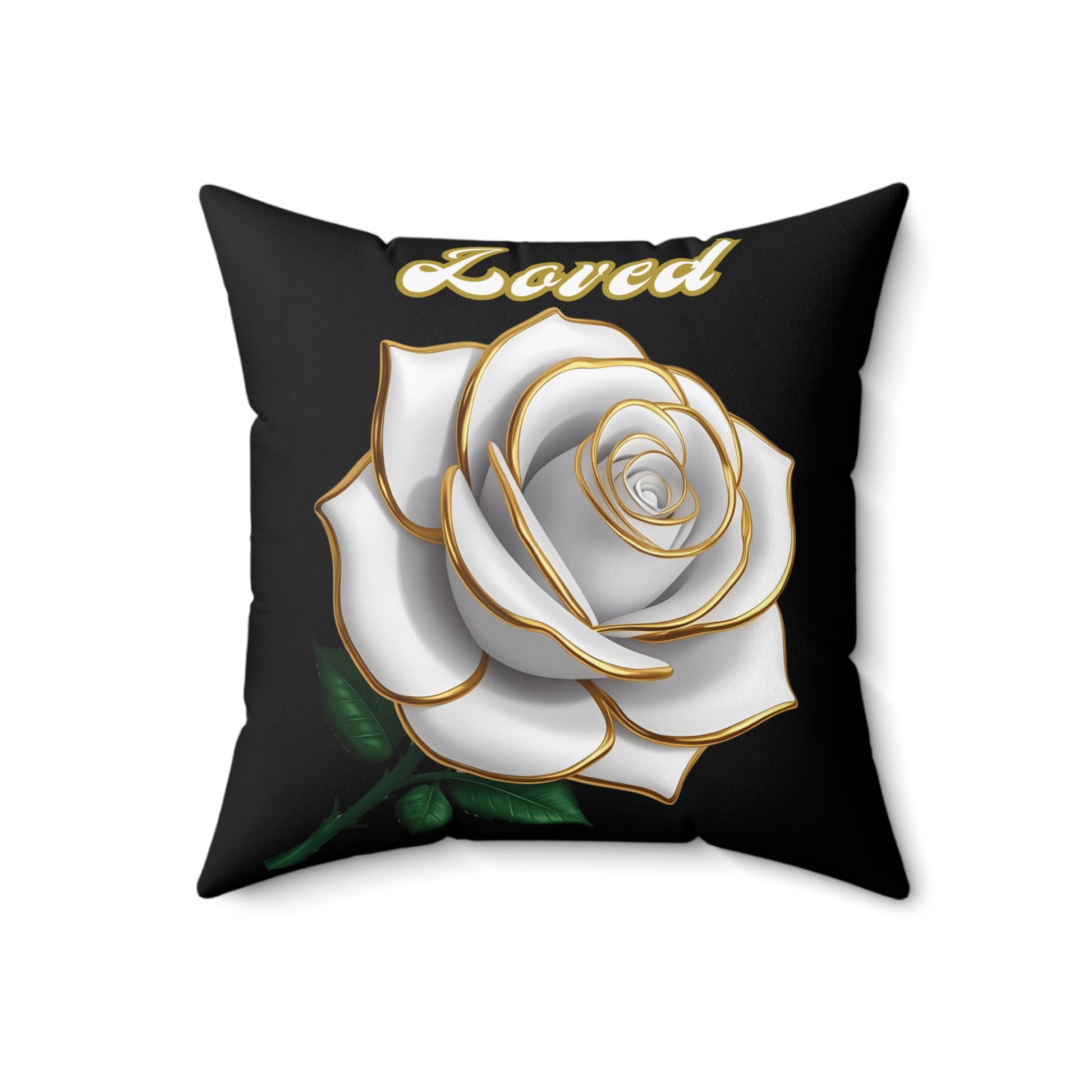 Elegant Rose Decorative Pillow - Loved, Floral Home Decor, Throw Cushion, Gift for Her, Living Room Accent