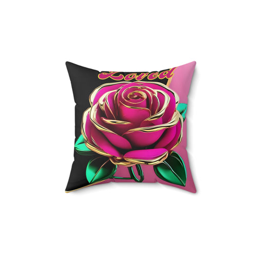 Dark Pink/Gold Flower Rose Accent Pillow, Decorative Cushion, Home Decor, Gift for Her, Floral Throw Pillow, Spring Decor