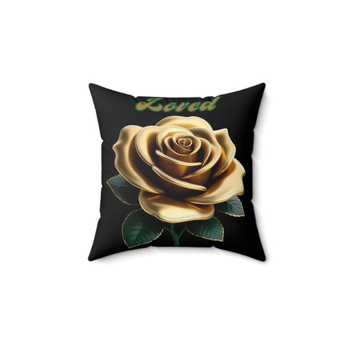 Elegant Black/Gold Rose Pillow Home Decor for Loved Ones, Gift for Birthdays, Anniversaries, Weddings, Cozy Living Room