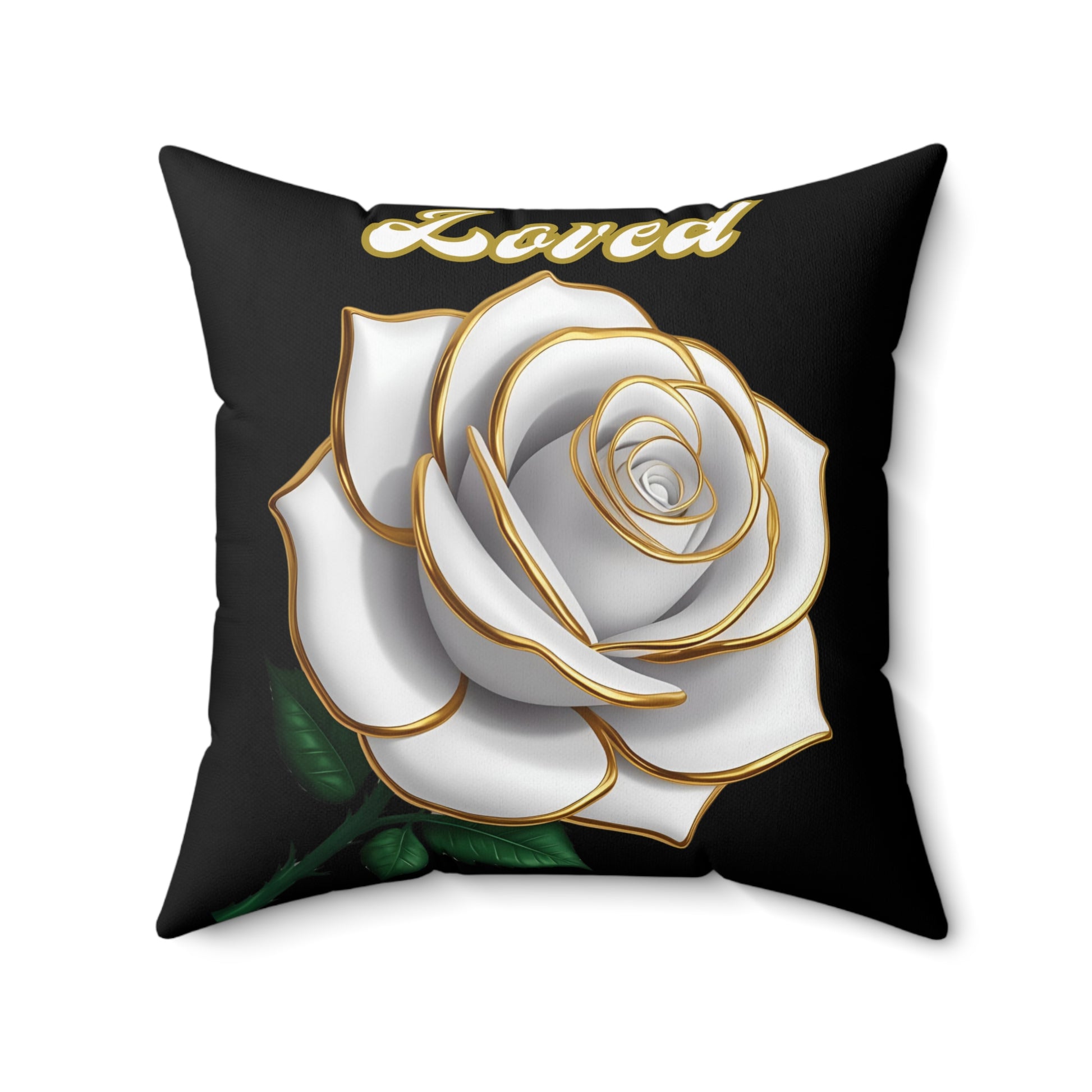 Elegant Rose Decorative Pillow - Loved, Floral Home Decor, Throw Cushion, Gift for Her, Living Room Accent