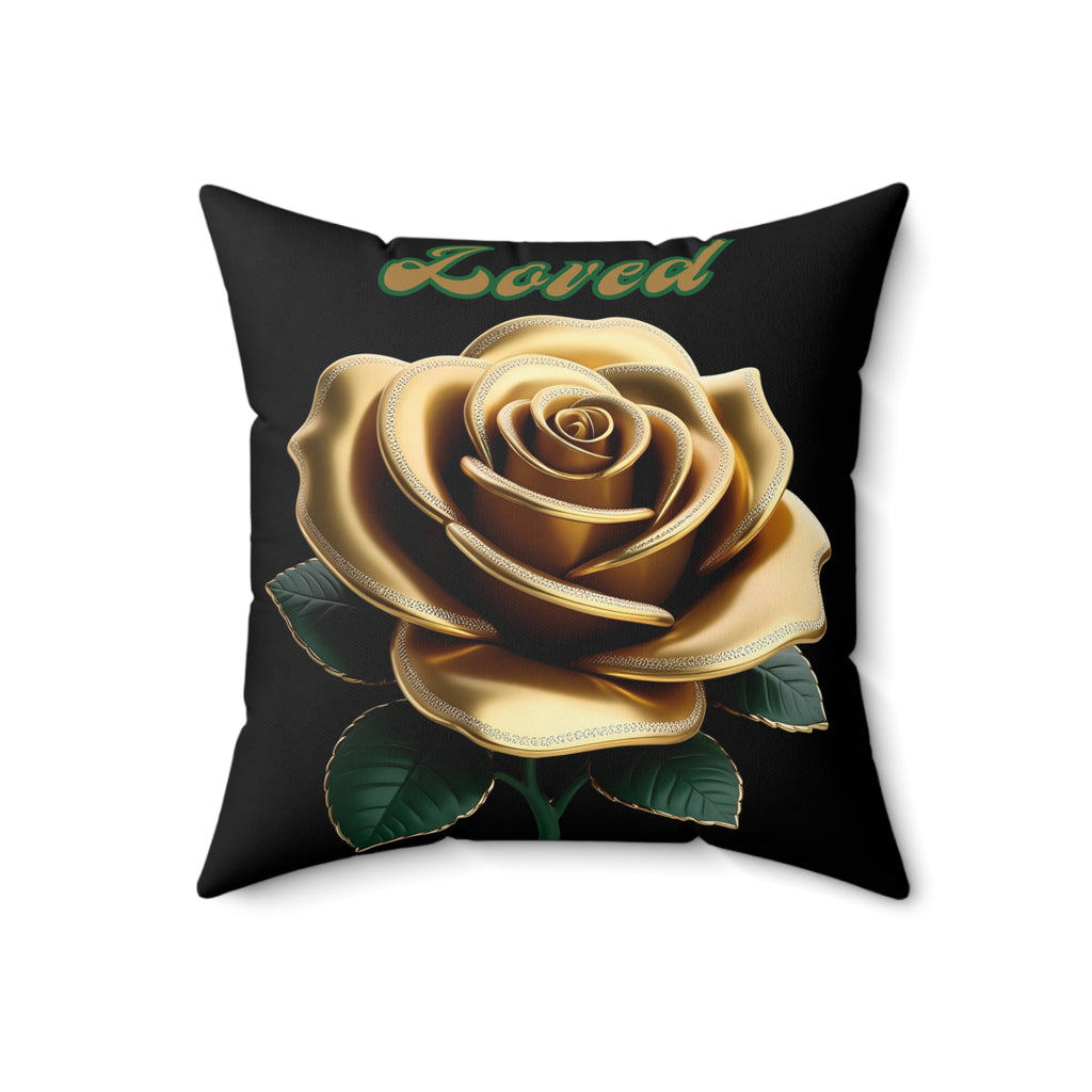 Elegant Black/Gold Rose Pillow Home Decor for Loved Ones, Gift for Birthdays, Anniversaries, Weddings, Cozy Living Room