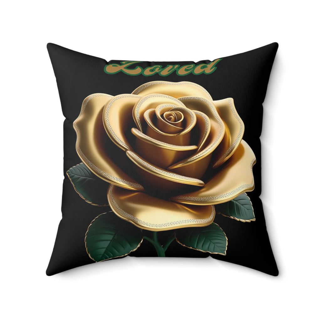Elegant Black/Gold Rose Pillow Home Decor for Loved Ones, Gift for Birthdays, Anniversaries, Weddings, Cozy Living Room